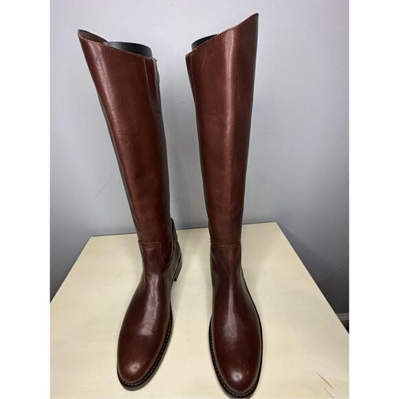 Sam Edelman Mikala Terazzo Leather Back Zip Knee‎ High Riding Boots Brown Sz 8M - Picture 5 of 11